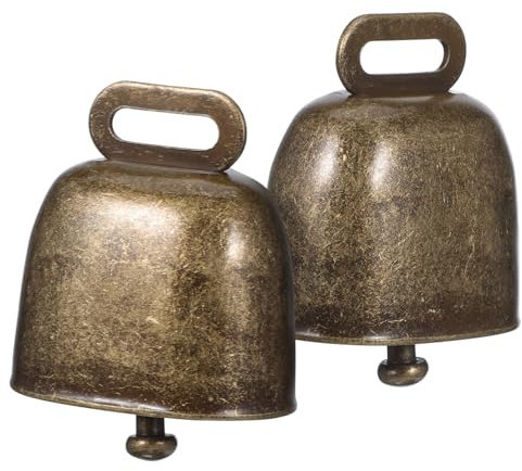 JOINPAYA 2stücke Kuhglocken Mit Quadratischem Griff Aus Robustem Eisen Lauter Rufsensor Für Sportveranstaltungen Hochzeit Geburtstag Öffentliche Märkte Outdoor-einsatz in Bronze