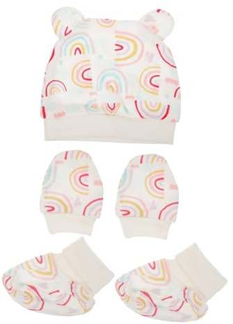 Healvian Mütze und Handschuhe für Neugeborene Baumwollmützen Kratzfeste Baumwollhandschuhe Handwärmer für Junge Mädchen