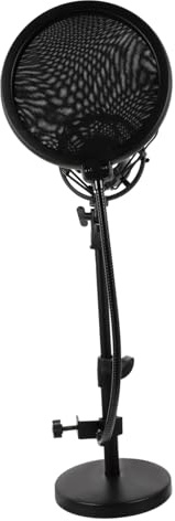 Abaodam Adjustable Metal Shockproof Microphone Stand with Large Pop Filter, Tabletop Mic Holder for Live Streaming and Broadcasting, Professional Mic Mount for Studio Use
