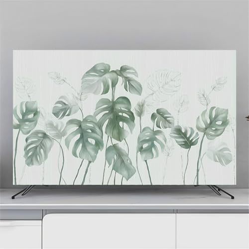 FANSU TV Hülle Staubschutzhülle, 3D Tropischer Stil Bildschirm Staubschutz für Fernsehen Universal, Hängend/Desktop Stoff Bildschirm Staubschutz TV Schutzhülle für Den (Schildkrötenblatt 2,40-43 Zoll)