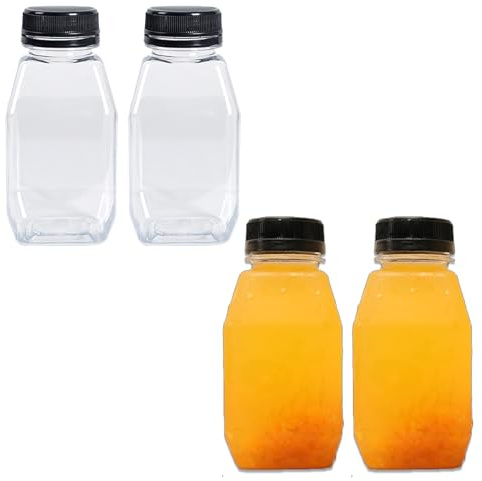 DAJING 4 milk container for work,280ml small juice bottles with safety caps | portable mini refrigerator bottles perfect for storing milk, juice, and beverages when going out