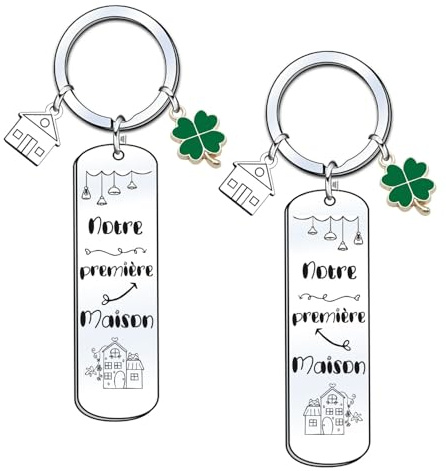 KJKJKJ Porte clé Maison Couple Personnalisé: Ensemble de Porte Clef en Acier Inoxydable - pour la Maison - Cadeau Amour de Pendaison de Crémaillère-Cadeau pour Cremaillere