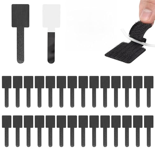 Scettar 100 Pezzi Fascette Fermacavi da Mettere Sotto la Scrivania, Cable Management, Fascette a Strappo Autoadesivo, Organizer Cavi Adesivi resistente per TV, PC, Cavo Ethernet, Cavi in Home Office
