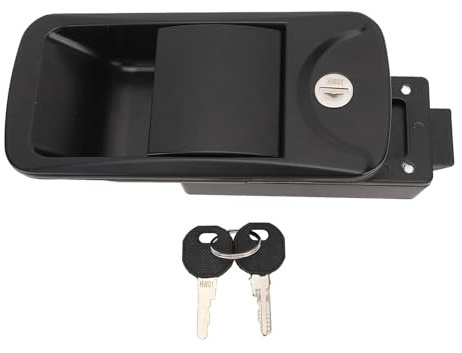 Pissente RV Entry Door Lock Door Latch Deadbolt Lock with Paddle Handle 2 Keys Zinc Alloy Black for Travel Trailer Horse Cargo Hauler Truck Toolbox