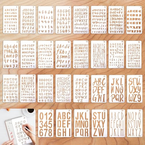 30Pcs Letter Stencils Alphabet Stencils for Painting Reusable Large Plastic