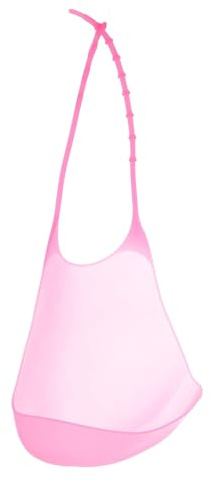Milisten Bavoir Imperméable Adulte Silicone avec Récupérateur de Miettes Protection Vêtements pour Seniors Lavable et Réutilisable Tablier Repas Pratique Rose