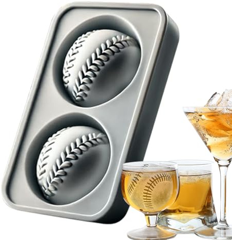 Stampo per sfere di ghiaccio – Vassoio in silicone per congelatore, a forma di baseball, per whisky, cocktail, tè, casa, campeggio, picnic, feste, riunioni di famiglia