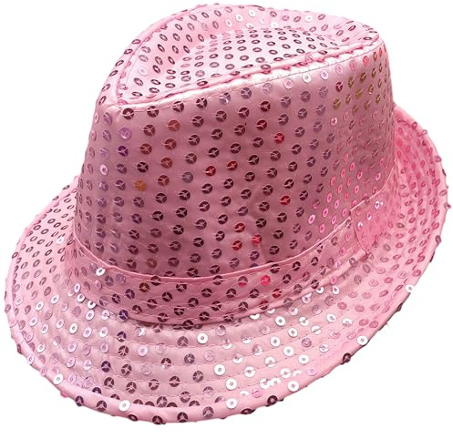 AWAVM Glitzer Hut Kinder Paillettenhut Schwarz Gold Rot Silber – Disco Jazz Hip Pop Partyhut für Kostüm Kinder, Karneval Fasching Halloween Mottoparty Kopfbedeckung Kostümzubehör Unisex