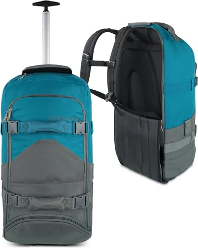 normani Reisetasche Trolley mit Rucksackfunktion 90 Liter - Backpacker mit Frontloader praktischer Reisetrolley und Rucksack in Einem mit 7 Fächern Grau/Petrol 90 Liter