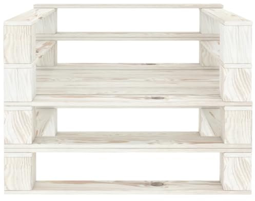 kithwjll Outdoor-Sessel Paletten Holz Weiß aus Kiefernholz 80x67,5x60,8 cm Gartenbank wetterfest für Balkon und Terrasse Sitzbank Outdoor ohne Lehne für Garten und Wohnzimmer