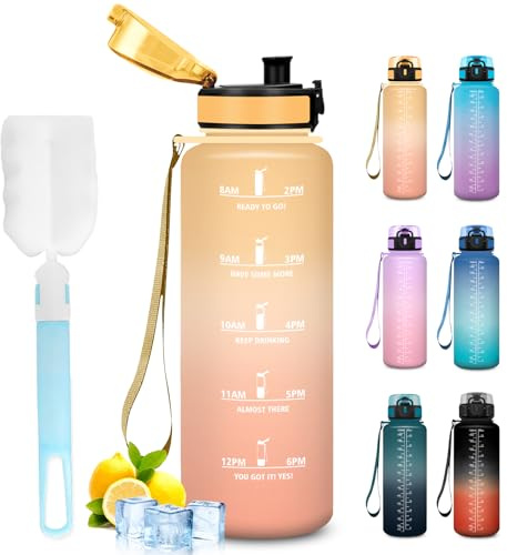 Botella Agua, Botella 1 5 litros con Filtro, a Prueba de Fugas, Cantimplora con Marca de Tiempo, Fácil de Limpiar, Fácil de Transportar, Cantimplora Infantil para Deportes, Senderismo, Gimnasio