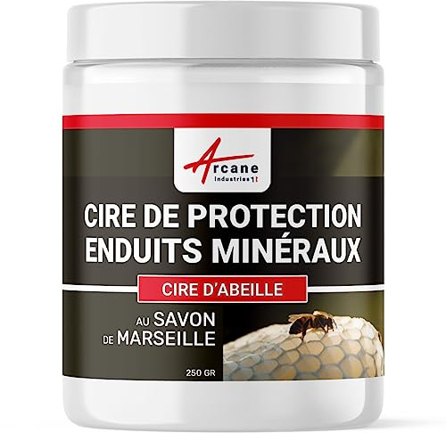 Cire d'Abeille Protection, Entretien Enduits Minéraux, Bois, Marbre 250 gr | Protection Hydrofuge, Entretient Enduits Minéraux, Marbre, Bois, Parquet, Intérieur et Extérieur - Arcane Industries