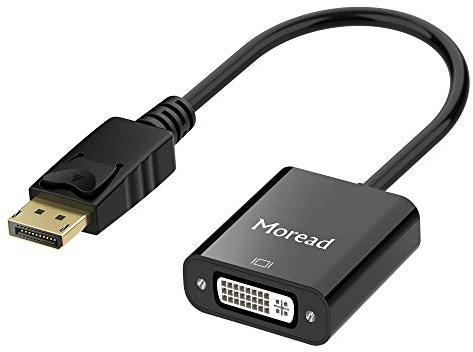 Moread DisplayPort (DP) to DVI Adapter, Gold-Plated Display Port to DVI-D Adapter (Male to Female) Compatible with Computer, Desktop, Laptop, PC, Monitor, Projector, HDTV - Black