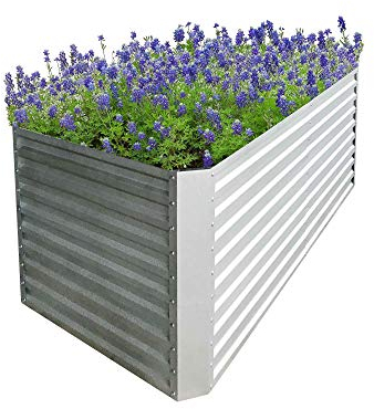 RS Trade® Florenz XL Hochbeet L 180 cm x B 90 cm x H 90 cm Gemüsebeet Gartenbeet Kräuterbeet Anzuchtbeet Frühbeet Stahl-Wellblech Zink-Alu Metall witterungsbeständig