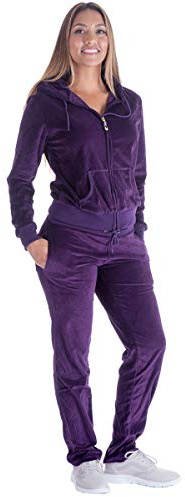 Yasumond Velour Tracksuit Womens 2 Pieces Joggers Outfits Jogging Sweatsuits Set Soft Sports Sweat Suits Pants (Purple, Small)