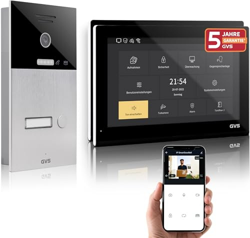 GVS - IP Video Türsprechanlage mit Türöffner, HD Kamera, 2X 10 Zoll Monitor & App - Smarte Video Türklingel mit Kamera & Gegensprechanlage für 1 Familienhaus (AVS5506U)