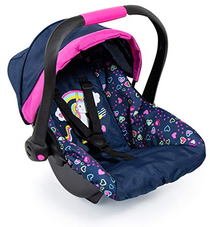 Bayer Design 67917AB Giocattolo, Seggiolino Auto Easy Go, Adatto per la Carrozzina per Bambola Neo Vario con cintura, Blu, Rosa