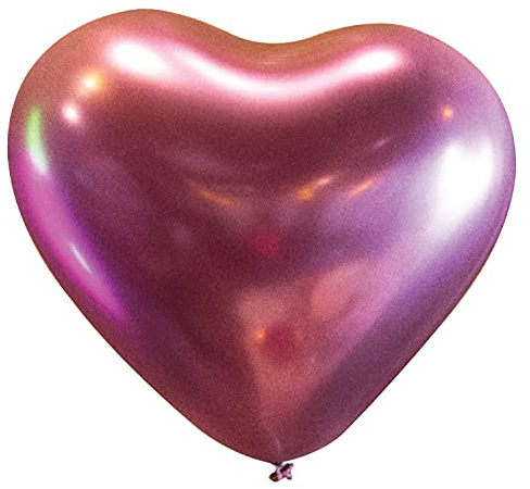 Amscan 9908429 - 50 Latexballons Decorator Herz Satin Luxe Flamingo, Durchmesser 30 cm, Luftballon, metallisch, Dekoration, Geburtstag, Valentinstag, Hochzeit