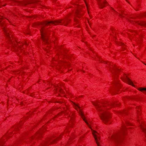 Hochwertiger Knautschsamt-Veloursstoff für Kleider, Theaterauslage, Stretchmaterial, 150 cm breit, 2 Meter (200 cm x 150 cm), rot)