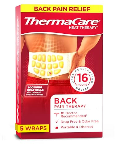 ThermaCare Advanced Back & Hip HeatWraps - Long-Lasting, Disposable Heat Therapy for Lower Back Pain, Muscle Soreness, & Herniated Discs - Drug-Free (L-XL, Pack of 5)