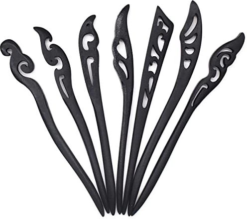 Saijer Haarstäbchen Holz,7 Stück Retro Haarstäbchen Natürliche Chinesische Holzhaar Essstäbchen Handgefertigte Geschnitzte Haarnadel Haar Stäbcen Haarschmuck Haarspangen für Damen Lange Haare Chignon