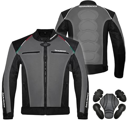 PRO FUTURE Giacca Giubbotto Moto Estiva Traforata Impermeabile Smanicabile Giudici (M, GRIGIA)