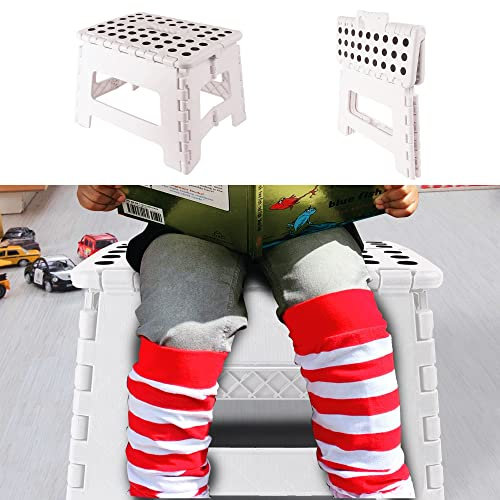 Kinderhocker Tritt klappbar | Kunststoff weiß 32x35x22cm | Badhocker Schemel Sitzhocker (1 x Kinderhocker weiß)