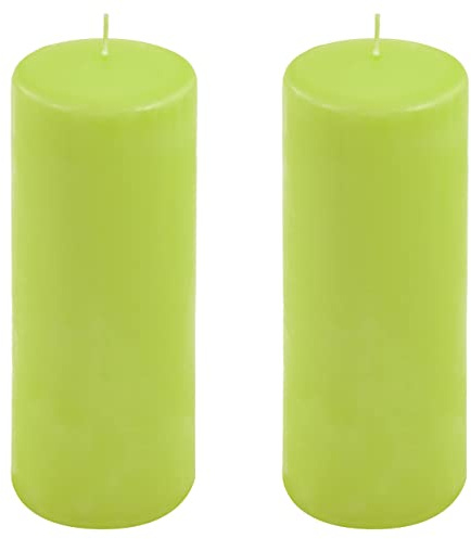 Stumpenkerze Höhe 20 cm Ø 7,5 cm lange Brenndauer Rund-Kerze Säulenkerzen Kerzen-Deko Tafelkerzen Weihnachts-Kerzen Hochzeit Xmas (hellgrün, 2)
