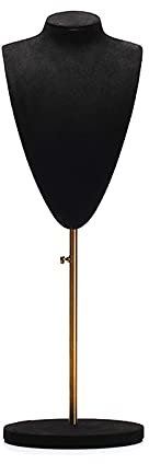 RHSH Schmuckständer Elegante Samt Halskette Schmuckdisplay Modell Büste Ständer für Zuhause (Kommode Regale) und Schmuckbüste Ständer Aufbewahrung Dekoration Schmuckhalter (Farbe: Schwarz, Größe:
