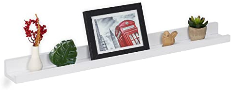 Relaxdays Mensola da Muro Sottile, L: 80 cm, Scaffale da Parete, Portaspezie Cucina, Porta Foto, Libri, Salotto, Bianco, Fibra di Legno