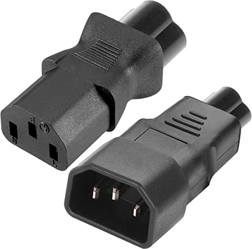 Xiatiaosann IEC C14/C13 auf C5/C6 Netzteil Adapter für Wasserkocher, 3-poliger Stecker Buchse, IEC320 AC 250 V 10 A, Steckdose, Kleeblatt Konverter für Laptop, USV-Monitor, 2 Stück