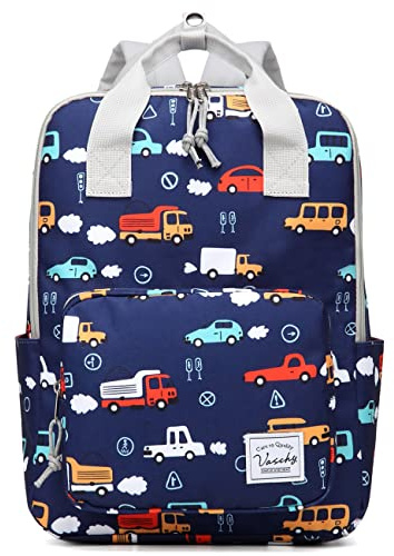 VASCHY Children's Backpack Boys Girls Cute Waterproof Lightweight Backpack Preschool School Bag Single Kindergarten with Chest Strap Dinosaur Pencil Case
