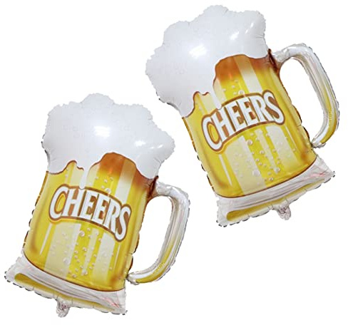 2Pcs Beer Cup Balloons,Mug Cheers Foil Balloons For Birthday Party Christmas Wedding Decorations