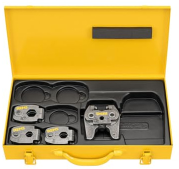 Rems Pressringe S Set (M 15+18+22 mini Z8, mit Zwischenzange, Stufenlos schwenkbar, im Stahlblechkasten) 574614 R