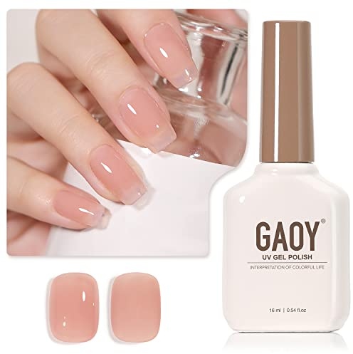 GAOY Sheer Nude Gel Nail Polish, 16ml Jelly Natural Pink Translucent Color 1301 UV Light Cure Gel Polish for Nail Art DIY Manicure and Pedicure at Home