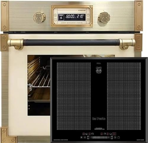 Kaiser Pyrolyse Backofen »EH 6427 ElfAD+KCT 67 FIN La Perle«, Retro Einbau Backofen 73L Elfenbein, 60 cm+Induktions-Induktionskochfeld 60 cm Einbau Herd Autark Power Booster Funktionsdisplay