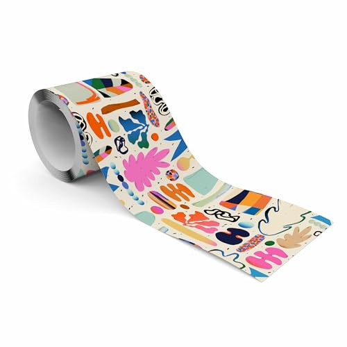 Muralo Bordüre Selbstklebend Abstrakte Zeichnungen, Wandbordüre - 10x300 cm | Tapetenbordüre, Ausdrucksstarkes Design, UV-beständig, halbmatt, glatt und abriebfest - ideal für Wohnzimmer und Schlafzimmer