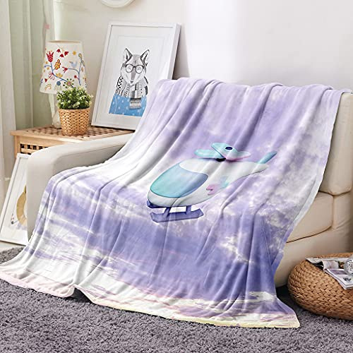 EHOMERY Manta Personalizada Cobijas De Invierno Gruesas Manta para Cama Casal Cobija De Verano Infantil Avión Paisaje Manta De Primavera Suaves Y Cómodas Púrpura 150x130cm