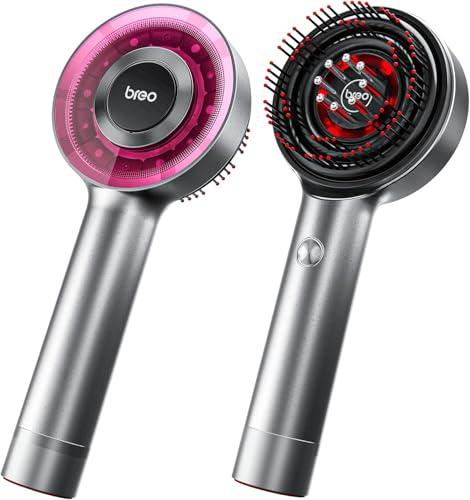 Breo Scalp3 Kopfmassagebürste, Shiatsu Kopfhautmassagegerät mit IPX7 Wasserdichtigkeit, kabellos & tragbar, elektrisch für Kopfhaut & Haar, Kopf, Zuhause Entspannung (Pink)