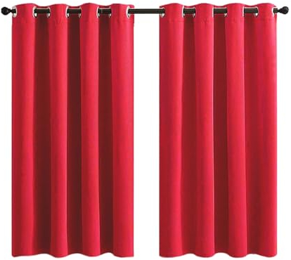 Bishilin Gardinen Blickdicht 2er Set mit Ösen, Vorhänge Verdunkelnd Rot Modern Einfarbig Verdunklungsvorhänge Wohnzimmer Jugendzimmer Kinderzimmer 168x228CM