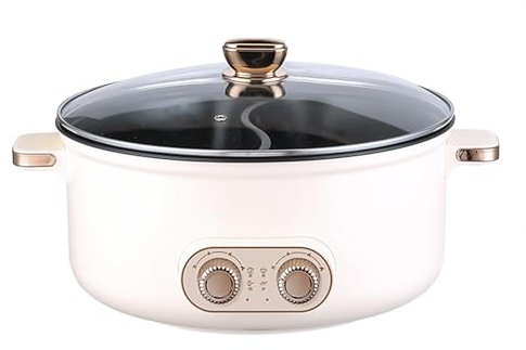 HJXBD888 Appareil Fondue, Double Interrupteur de Commande Feu à Trois Vitesses RevêTement AntiadhéSif Fondue Chinoise Electrique, Convient Aux FêTes d'anniversaire (avec 2 Filets Non éTanches),4.5L