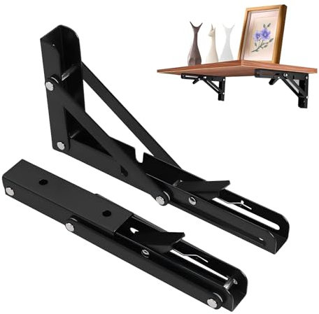 Zydiwo 2 Pièces Support d' Étagères Pliable 200mm Équerre Pliant Support Console Pliable En Acier Inoxydable Murale Support Pliante Pour Table Etagere Garage Cuisine 50kg/110lb Porteur (8 pouces)
