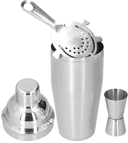 CHFYIJYHM Insulated Shaker, Mixed Drink Shaker Stainless Steel Martini Shaker with Strainer Measure Cup Shaker for Bartender Bar