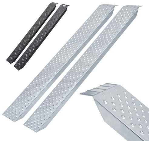 Arebos Lot de 2 rampes d'accès | Rampe de chargement pour moto | Rail de chargement en acier galvanisé | 200 kg par pièce, 400 kg par paire | Rails de chargement pour moto, quad, voiture | Rampe de