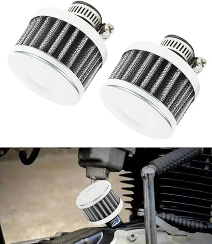 Filtre à air de voiture, filtre de reniflard de carter, reniflard de soupape, filtre d'admission d'air froid, soupape d'air, convient pour automobile et moto (argent)