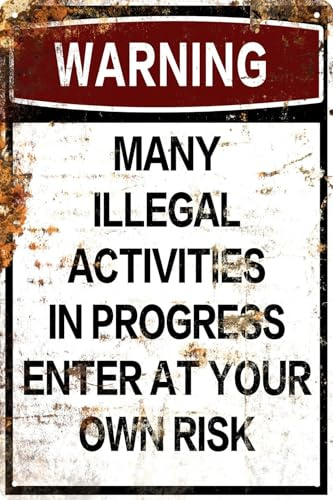 Cartello in metallo con scritta in inglese Warning many activities in progress Enter at your own risk, divertente decorazione da parete, decorazione per la casa, accessori per porte, poster, regali