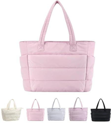 Bolso de Viaje Acolchado, Bolso de Mano Acolchado para Mujer, tamaño Grande, Ligero, con Compartimentos (Pink)