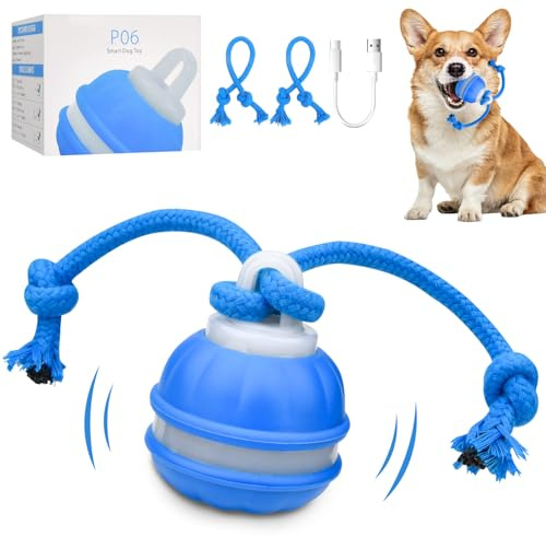 Interaktives Hundespielzeug, Hundespielzeug Ball, Interaktiver Spielball für Hunde Mit 3 Spielmodi, Moving Spielball Dog Toys Hunde Ball Hundeball Elektrisch Ball für Kleine Hunde & Welpen (Blau)