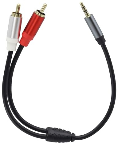 zdyCGTime 2 RCA Male to 3.5mm 1/8 Male Headphone Jack Adapter, Multifunctional Gold-Plated High-Fidelity Stereo Audio Cable, Used to Connect Smart Phones, Speakers, HDTV, etc. (30cm)