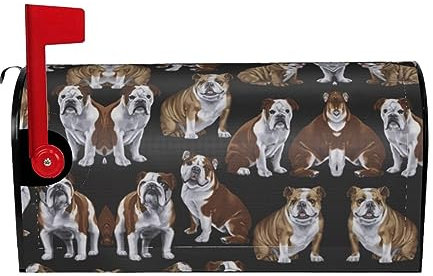 Fundas para buzón con estampado de bulldogs ingleses, decoración al aire libre, fácil de instalar con tiras magnéticas suaves